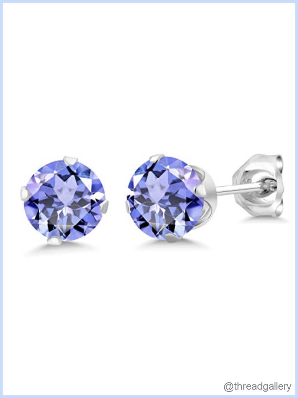 Sterling Silver Round Tanzanite Stud Earrings 1.00 Cttw Women's Fine Jewelry